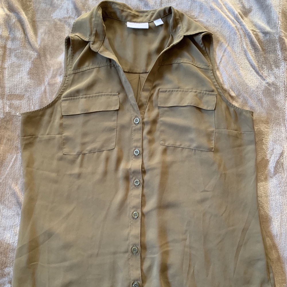 New York & Company Olive Green Blouse